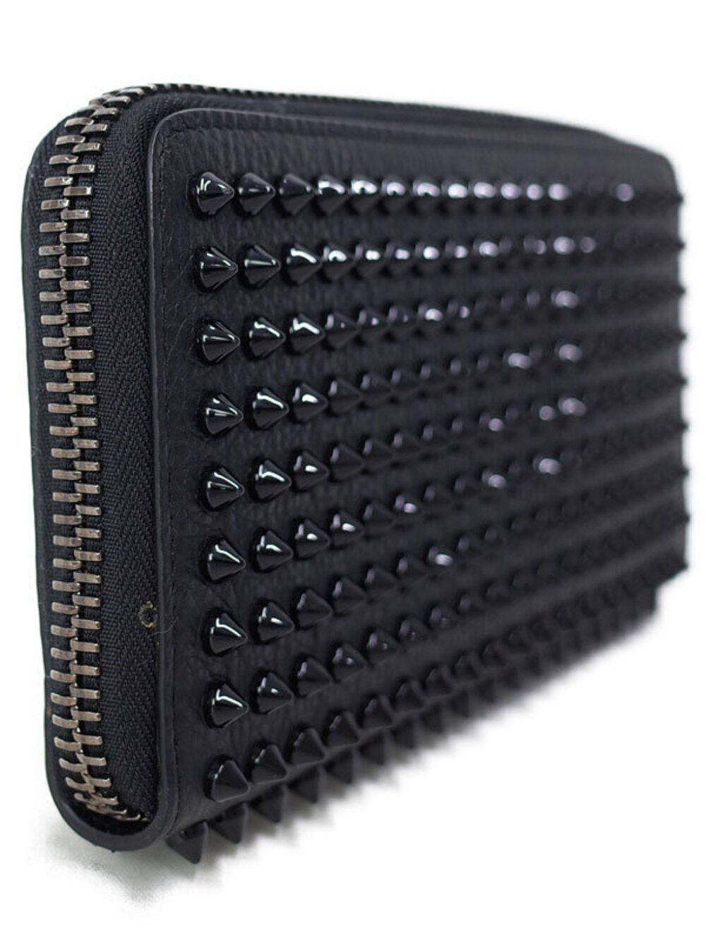Christian Louboutin Zipper Long Round Panettone Wallet Studded Black